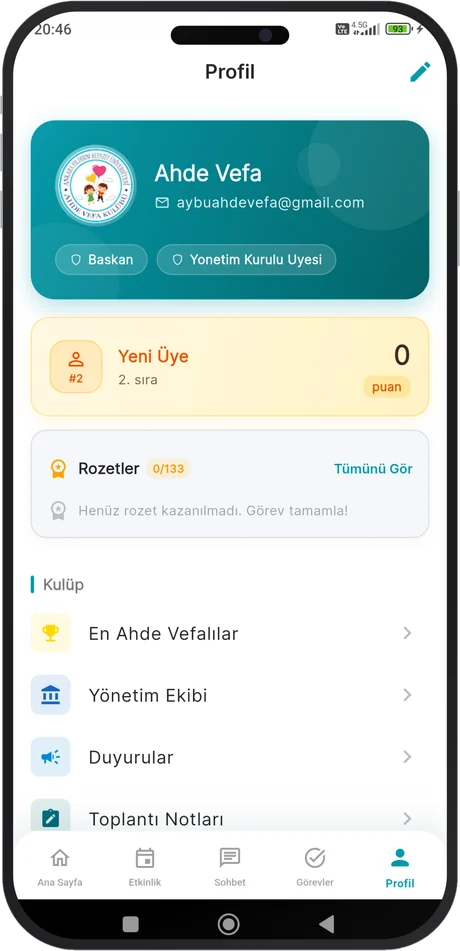 Uygulamada kulüp profili
